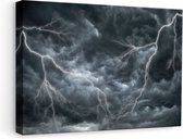 Artaza - Canvas Schilderij - Donkere Wolken met Bliksem - 60x40 - Foto Op Canvas - Canvas Print