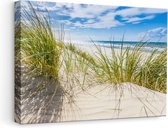 Artaza Canvas Schilderij Strand en Zee vanuit de Duinen - 60x40 - Foto Op Canvas - Canvas Print