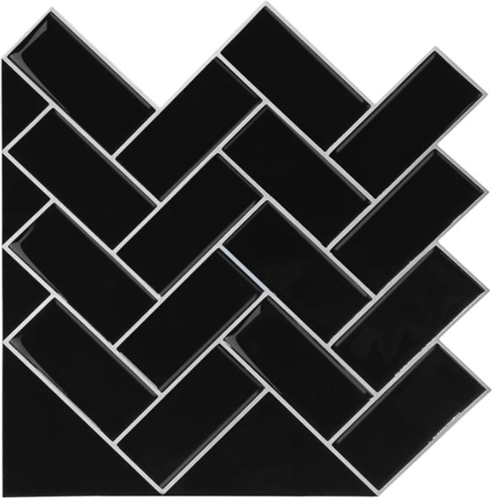 Overlappende Muurstickers - 10 stuks - 3D Plaktegels - Muurstickers Woonkamer - Tegelstickers Slaapkamer - Wandpanelen - Zelfklevend Behang - Zwart