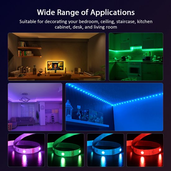 ColorRGB, (15M) LED RGB Strip Light, APP Control Color Changing LED SMD ...