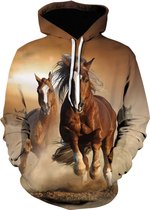 Hoodie Paard - XXXL - bruin - vest - sweater - outdoortrui - trui