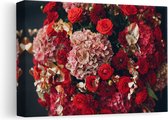 Artaza Canvas Schilderij Boeket Rode Bloemen - 30x20 - Klein - Foto Op Canvas - Canvas Print