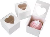 Cupcake doosje- Macarons- met venster- Hartje- Traktatie doosje- 5 st- Verjaardag- Uitdelen