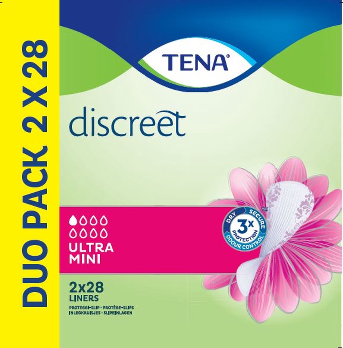 Goedkoopste TENA Ultra Mini inlegkruisjes duo pack 2x28