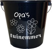 Emmer - 5 liter - zwart - met tekst: Opas tuinemmer – Cadeau – Geschenk – Gift – Kado – Surprise