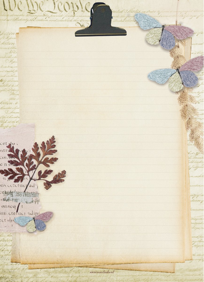 A4 Schrijfblok Ephemera Script Butterfly - Meer Leuks - 50 vellen briefpapier / postpapier