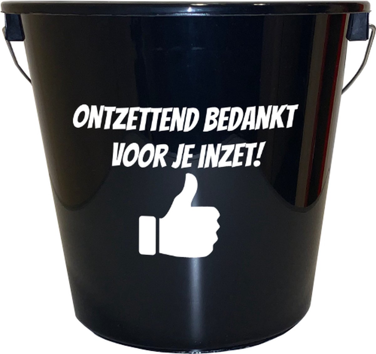 Goedkoopste Emmer - 5 liter - zwart - met tekst Ontzettend bedankt voor je inzet – Cadeau – Geschenk – Gift – Kado – Surprise