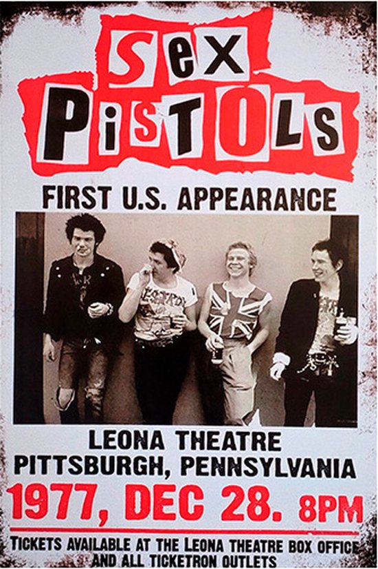 Signs-USA - Concert Sign - metaal - Sex Pistols - Pittsburgh - 20 x 30 cm