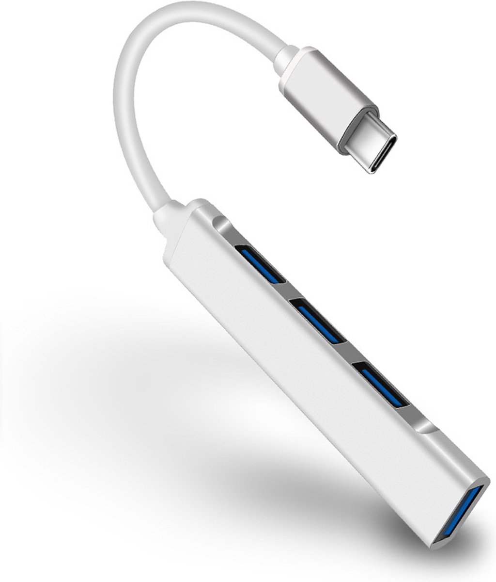 Jado USB C Hub - 4 Poorten - USB Splitter - Computer Accessoires - MacBook - Zilver