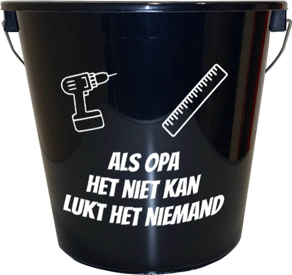 Goedkoopste Emmer - 5 liter - zwart - met tekst Als opa het niet kan lukt het niemand – Cadeau – Geschenk – Gift – Kado – Surprise