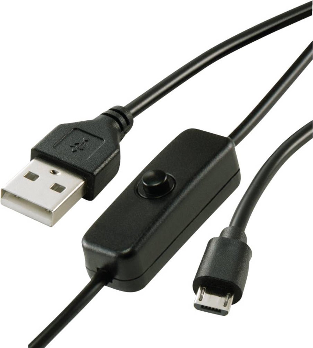 Renkforce Stroomkabel Raspberry Pi [1x USB-A 2.0 stekker - 1x Micro-USB 2.0 B stekker] 1.00 m Zwart Incl. in/uit-schake