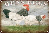 Signs-USA - Retro wandbord - metaal - Hens Eggs - 20 x 30 cm