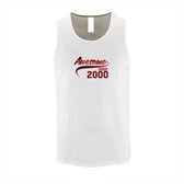 Witte Tanktop met Rode print "Awesome 2000 “ size XL