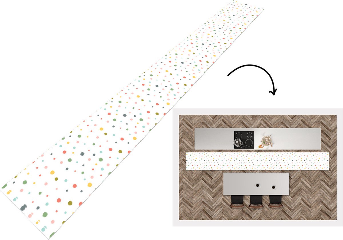KitchenYeah Keukenloper - Keukenmat - Verf - Patroon - Stippen - Keuken vloerkleed multicolor, foto 3