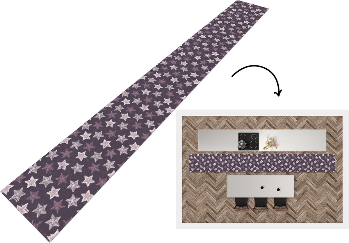 KitchenYeah Keukenloper - Keukenmat - Patronen - Christmas - Sterren - 400x50 cm - Keuken vloerkleed Multicolor