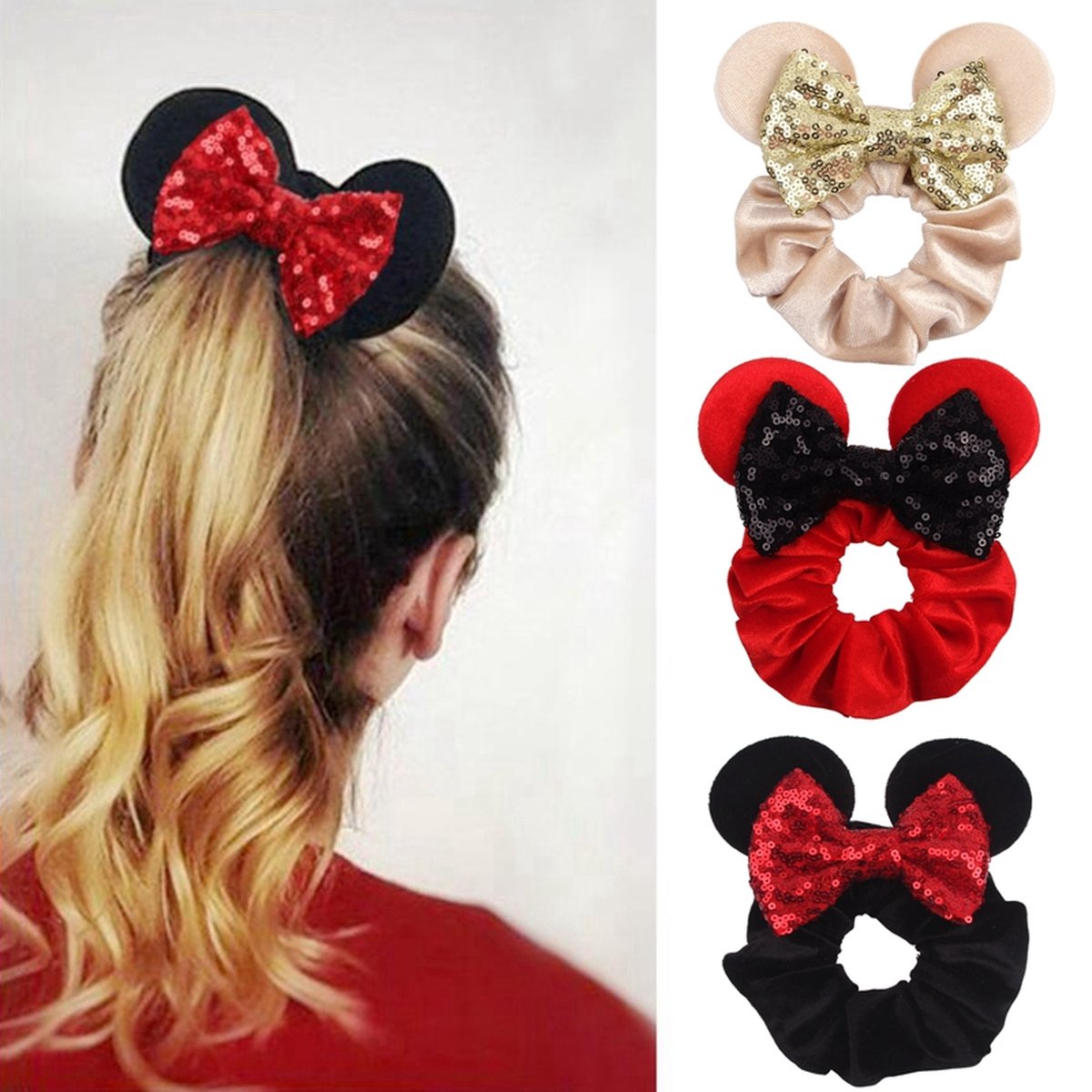 Minnie mouse haarband - Zwart met rode strik