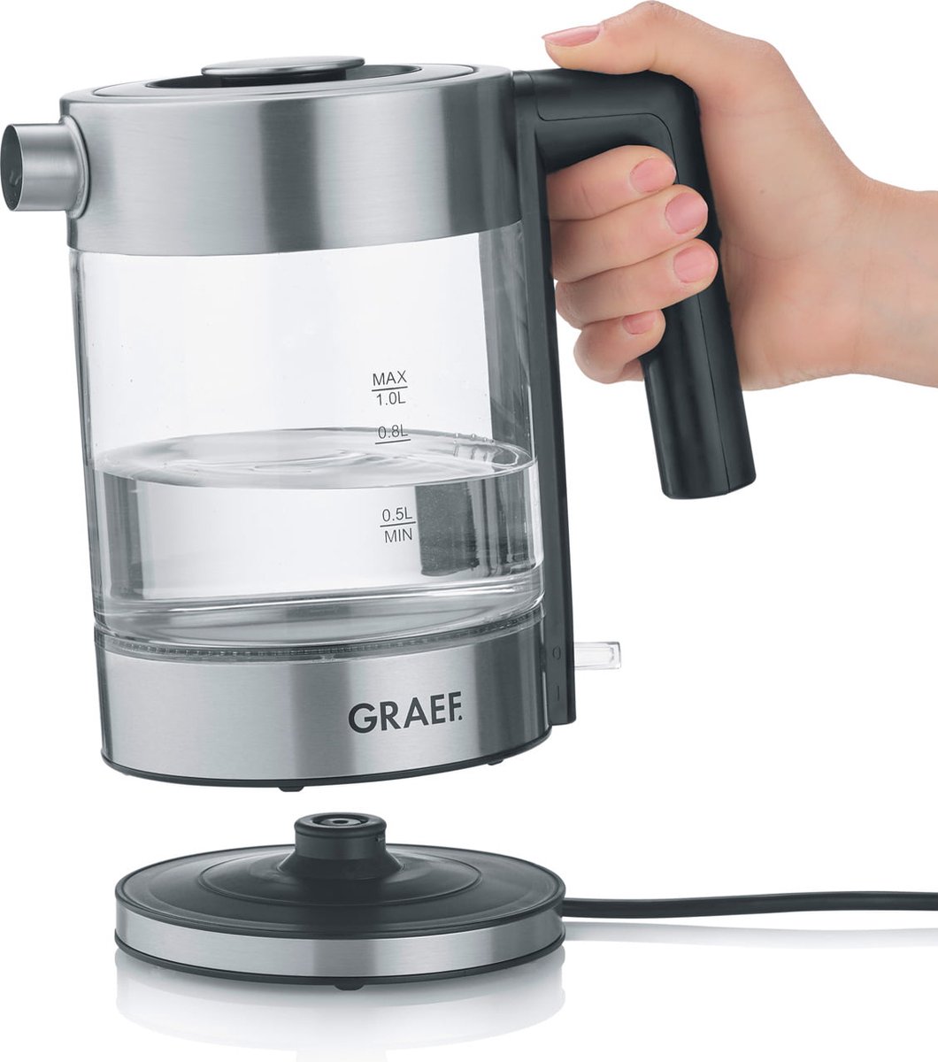 Graef WK300 waterkoker 1 l 2000 W Zwart, Roestvrijstaal, Transparant — afbeelding 3