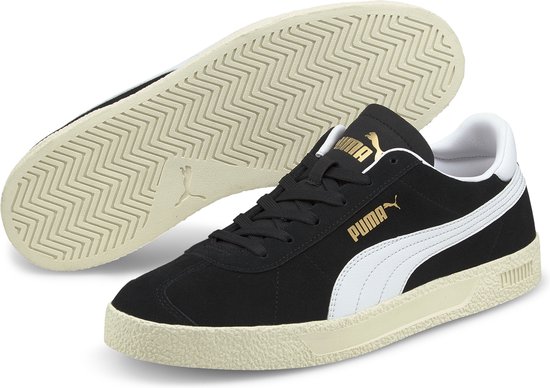 PUMA Club Unisex Sneakers - Black/White/Gold/Ivory Glow - Maat 47 | bol.com