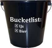 Emmer - 5 liter - zwart - met tekst: Bucketlist – Cadeau – Geschenk – Gift – Kado – Surprise