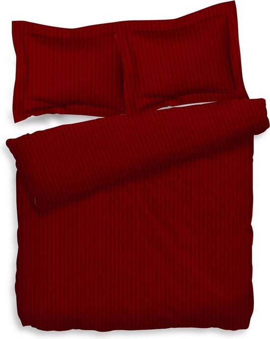 Heckett Lane Uni Stripe - Dekbedovertrek - Lits-Jumeaux - 260 x 200/220 cm - Aurora Red