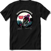 Mountainbiking | TSK Studio Mountainbike kleding Sport T-Shirt | Roze | Heren / Dames | Perfect MTB Verjaardag Cadeau Shirt Maat XL