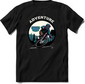 Adventure | TSK Studio Mountainbike kleding Sport T-Shirt | Blauw - Paars | Heren / Dames | Perfect MTB Verjaardag Cadeau Shirt Maat M