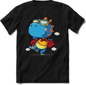Dino Kinder T-Shirt Jongens / Meisjes  -  Leuk Dinosaurus Cadeau Shirt - grappige Spreuken, Zinnen en Teksten. Maat 146/152