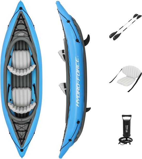 Bestway - Opblaasbare Kayak - Hydro-Force Cove Champion X2 - 2 Persoons - Inclusief Peddels, Stoelen, Handpomp en Vinnen