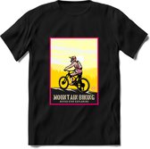 Mountain Biking | TSK Studio Mountainbike kleding Sport T-Shirt | Geel - Roze | Heren / Dames | Perfect MTB Verjaardag Cadeau Shirt Maat S