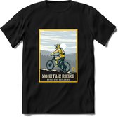 Mountain Biking | TSK Studio Mountainbike kleding Sport T-Shirt | Lichtblauw - Geel | Heren / Dames | Perfect MTB Verjaardag Cadeau Shirt Maat L