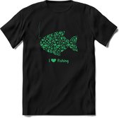 I love fishing icons | vissen outdoor T-Shirt Heren / dames | hengelsport cadeau Shirt - grappige Spreuken, Zinnen en Teksten Maat S