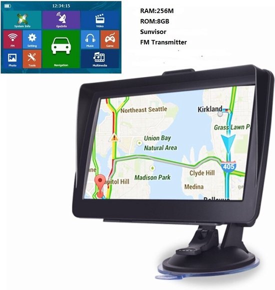 kanaal programma Verscherpen Auto GPS Navigatiesysteem - 7 inch - Met Zonneklep - 256MB - 8GB - Truck  Sat Navigator... | bol.com