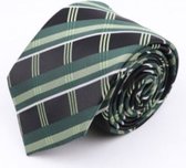 Groen/zwarte stropdas geruit • Stropdas met ruiten • 8 cm breed