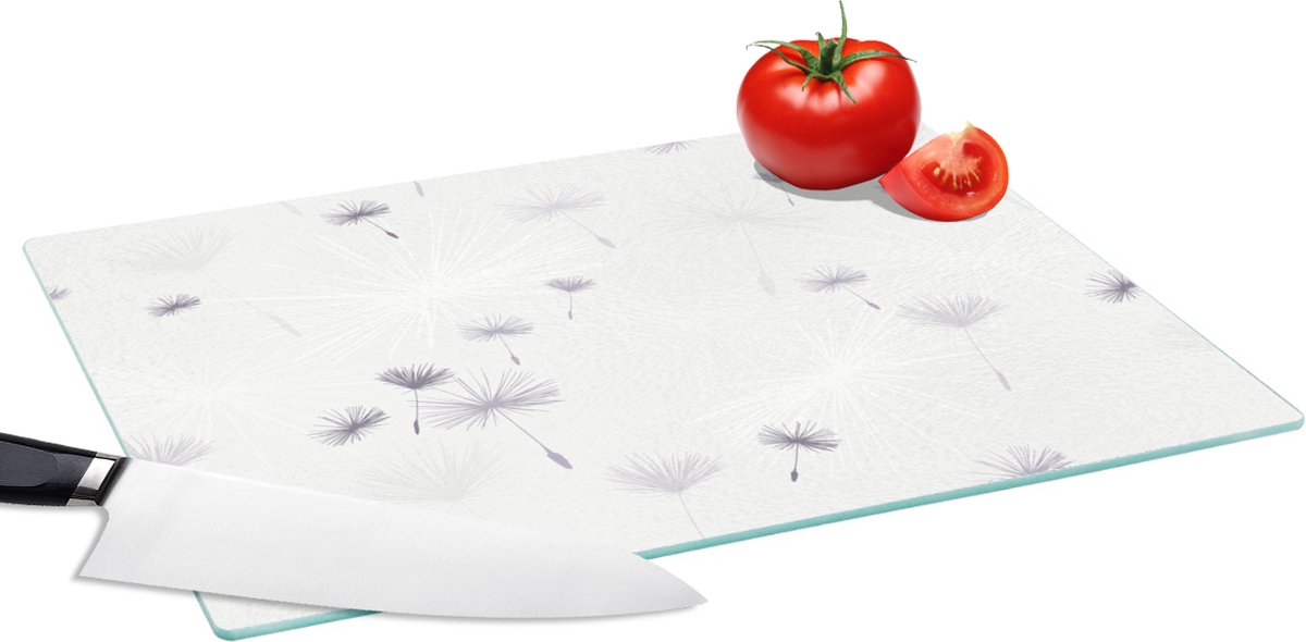 Glazen Snijplank - 39x28 - Design - Paardenbloem - Bloemen - Snijplanken Glas