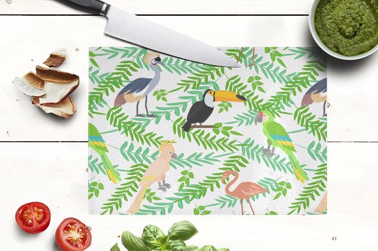 Planche à découper en Verres - 28x20 - Jungle - Vogel - Motifs - Planches à découper en Glas