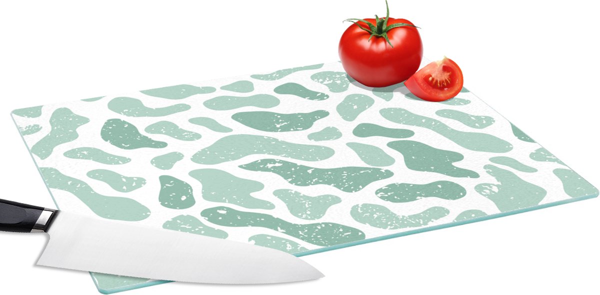 Glazen Snijplank - 39x28 - Abstract - Verf - Patroon - Grijs - Dierenprint - Snijplanken Glas