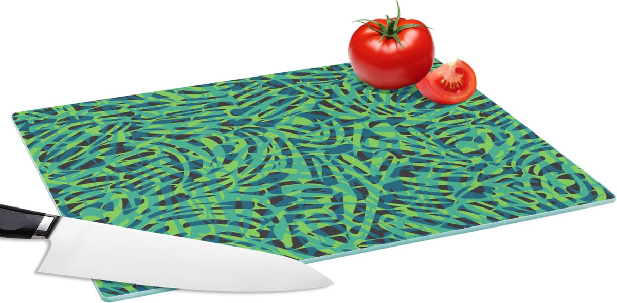 Glazen Snijplank - 39x28 - Jungle - Dieren - Patroon - Snijplanken Glas