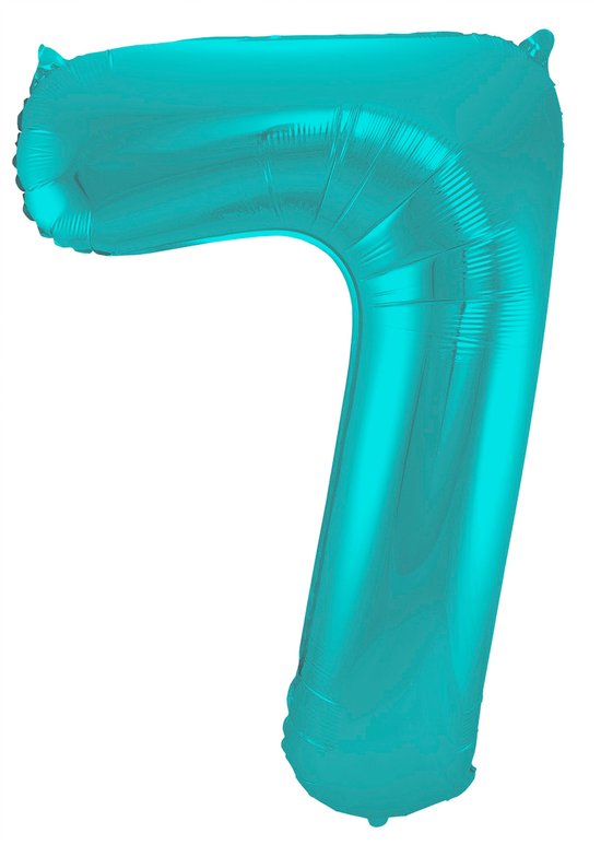 Folieballon 7 jaar metallic pastel aqua mat 86cm