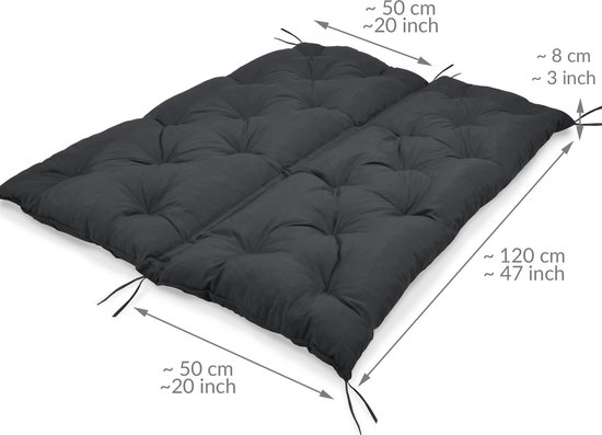Beautissu Tuinbank kussen Flair BR - kussens voor tuinmeubelen 120 x 50 x 50 cm grafiet grijs - zitkussen en rugkussen