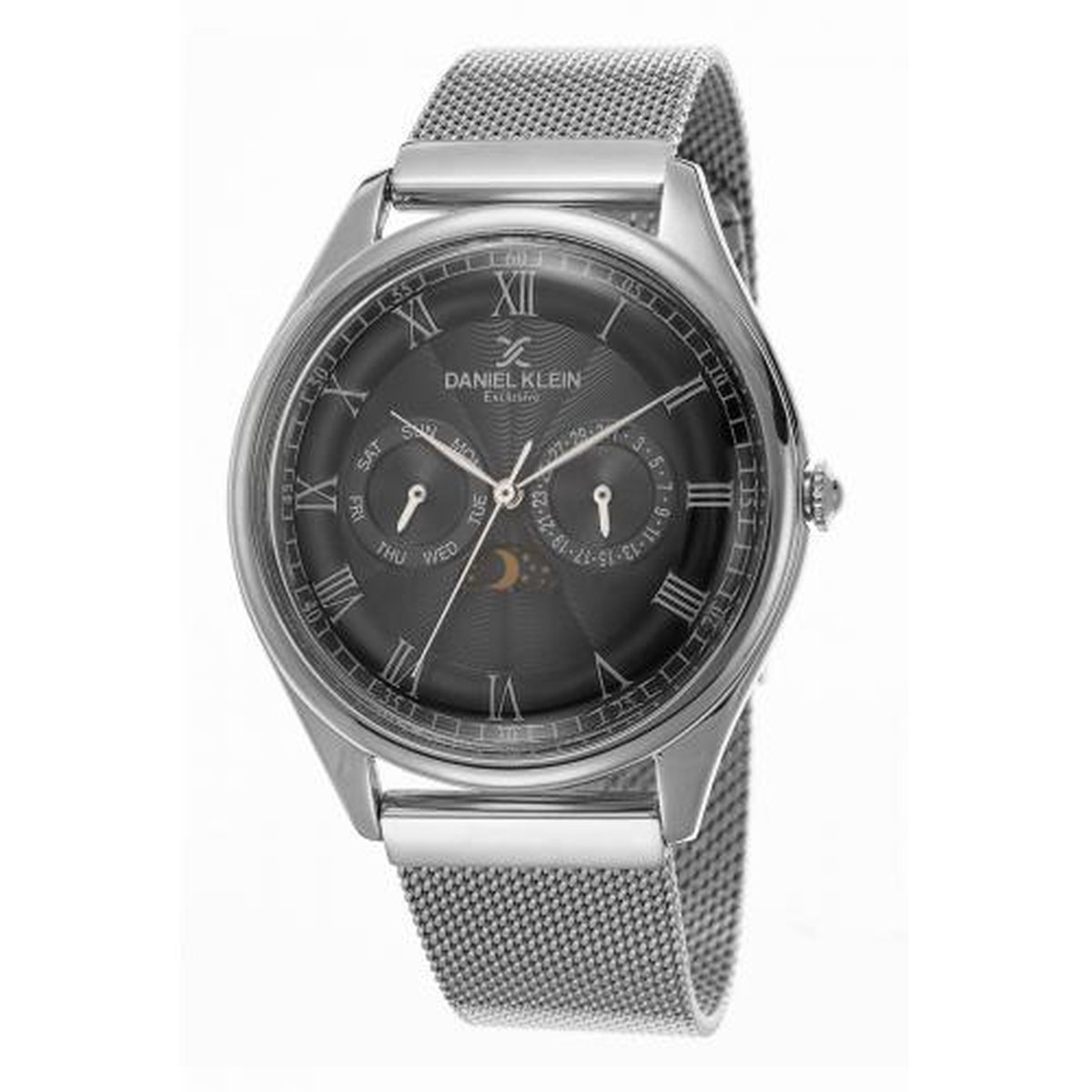 Daniel Klein DK.1.12478-3 - Horloge - Analoog - Mannen - Heren - Milanese band - Zilverkleurig - Zwart