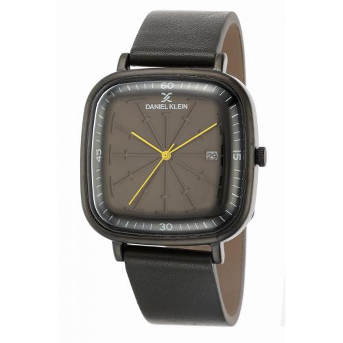 Daniel Klein DK.1.12508-3 - Horloge - Analoog - Mannen - Heren - leren band - Vierkant - Zwart - Grijs