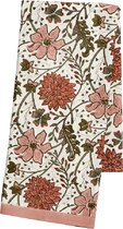 Bungalow Sitapur Sandstone katoenen blokprint tafelkleed in roze, rood, grijs en olijf | 160 x 300 cm