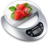 Bonsenkitchen Digitale keukenweegschaal, kleine digitale weegschaal met tarra-functie, uitnemen van glazen plank en LCD-display, elektronische precisieweegschaal, huishoudweegschaal, keukenwe