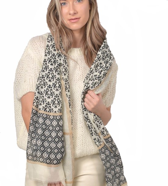 Wol-blend pashmina sjaal in ivoor
