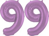 Folieballon 99 jaar metallic paars 86cm