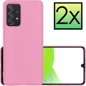 Samsung Galaxy A33 Hoesje Back Cover Siliconen Case Hoes - Licht Roze - 2x