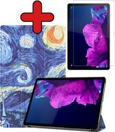 Hoes Geschikt voor Lenovo Tab P11 Hoes Book Case Hoesje Trifold Cover Met Screenprotector - Hoesje Geschikt voor Lenovo Tab P11 Hoesje Bookcase - Sterrenhemel