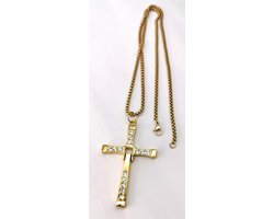 60cm RVS goudkleurig heren ketting, beweegbaar kruishanger. bekend van de film 