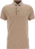 Profuomo slim fit polo - stretch katoen pique - bruin melange -  Maat: XL