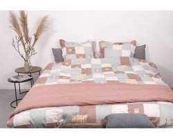 SENZA DONNA 100% Katoen Satijn Dekbedovertrek 240x200/220-2x60x70 cm ( 240 cm Lang ) HELSINKI ZAND